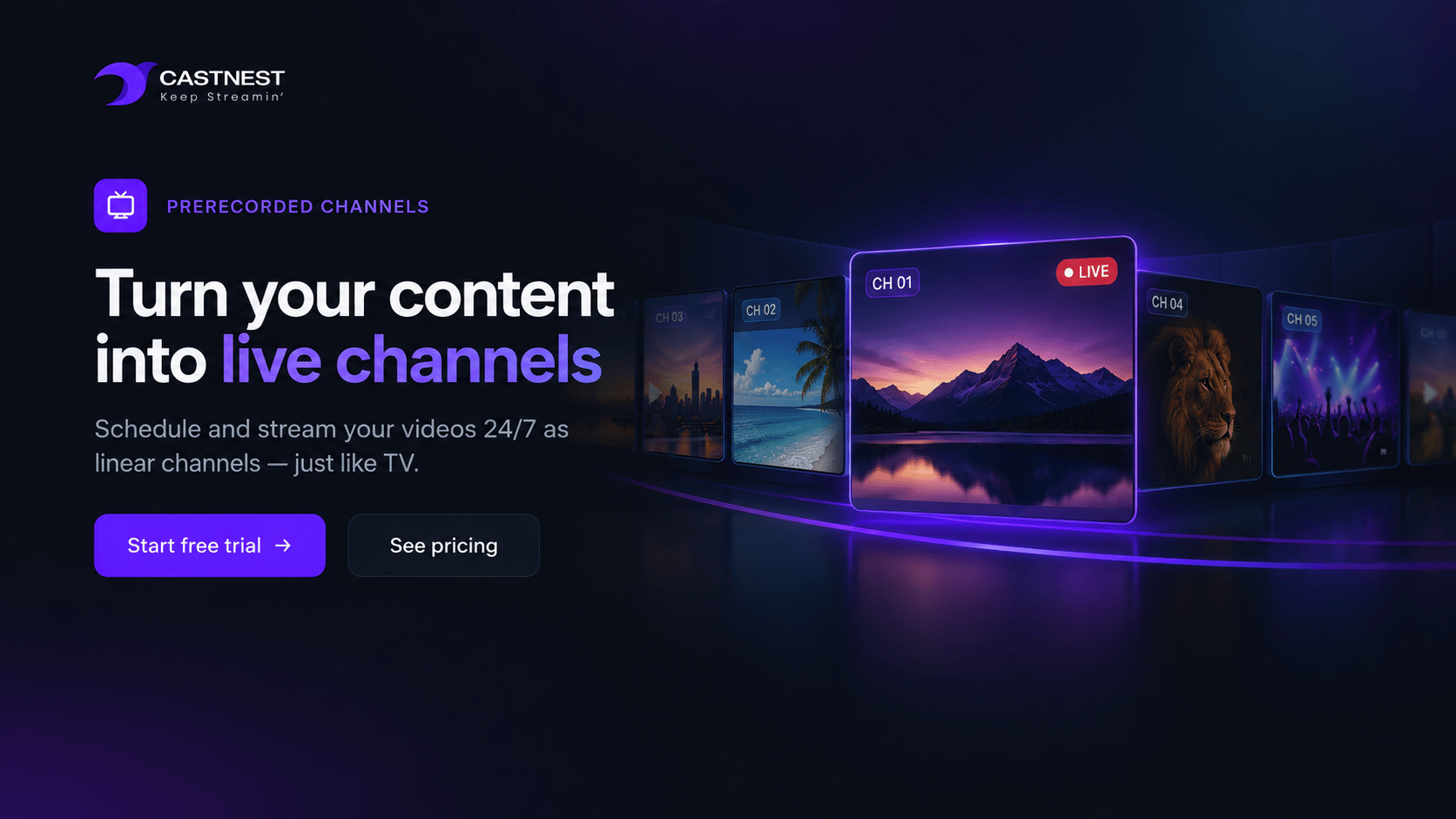 CastNest prerecorded channels preview