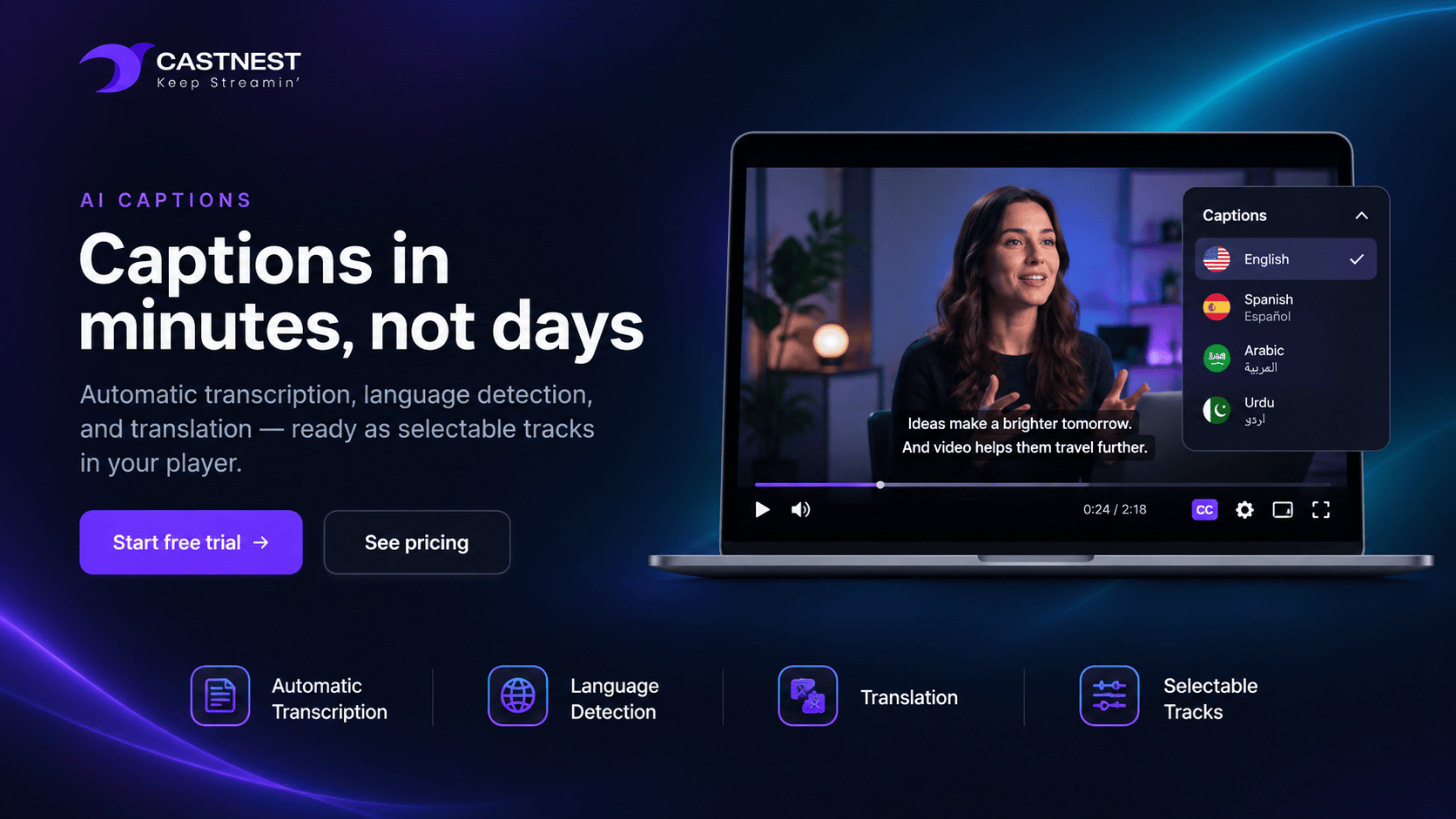 CastNest AI captions preview
