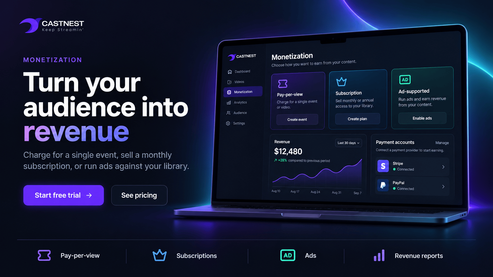 CastNest video monetization preview